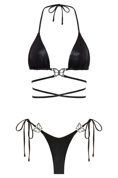 Mariposa Top and Bottom Black Shimmer Bikini NIKOZA