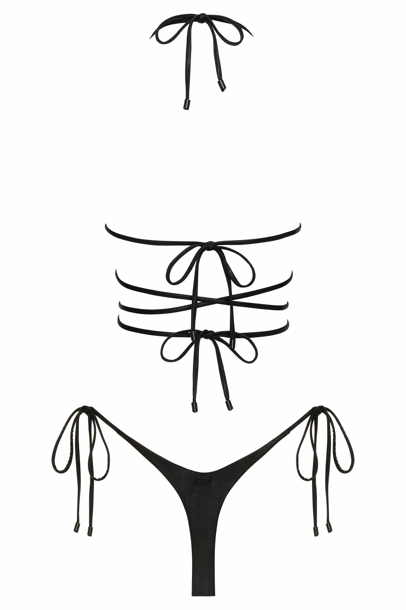 Mariposa Top and Bottom Black Shimmer Bikini NIKOZA