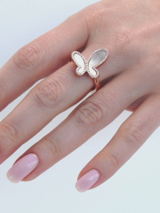 2023 New Butterfly Diamond Rings Personality Gift's Women's Fashion Rings  Creative Rings Negativity Rings That Break (A, 8) A 8