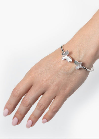 Bracelets .925 Silver w/ Dual Mother Of Pearl Butterfly Bangle Bracelet Women's Jewelry (Copy) 2023 Silver .925 Mother Of Pearl Dual Butterfly Women's Bangle  Olga Nikoza Swimwear